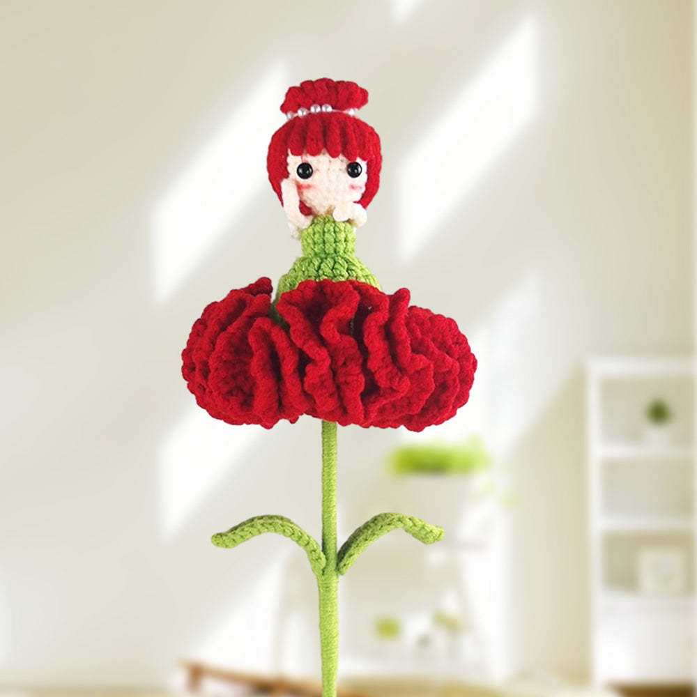 Carnation Fairy Crochet Doll Flower Handmade Knitted Flower Gift for Lover	 - FaceSocksUSA