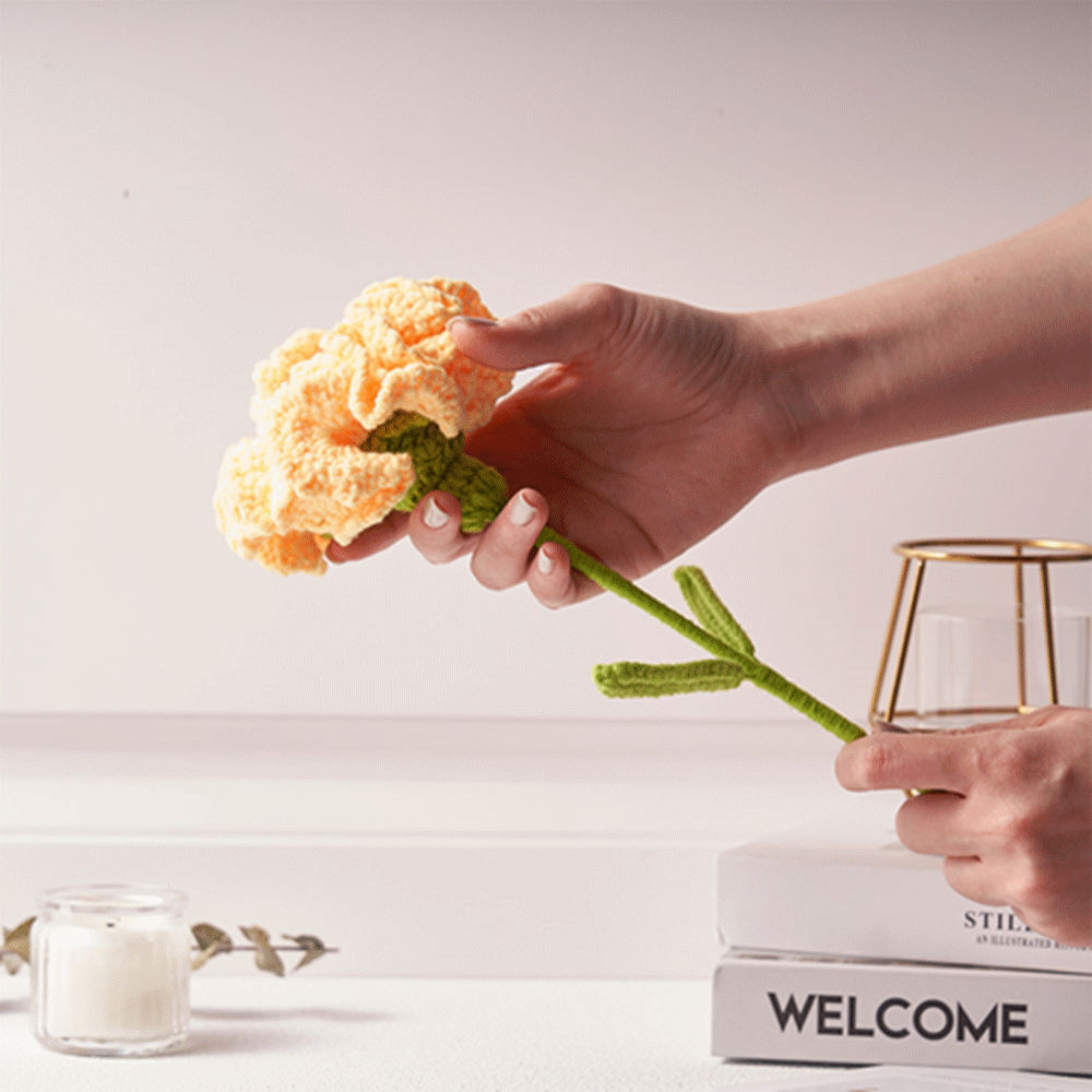 Carnation Fairy Crochet Doll Flower Handmade Knitted Flower Gift for Lover	 - FaceSocksUSA