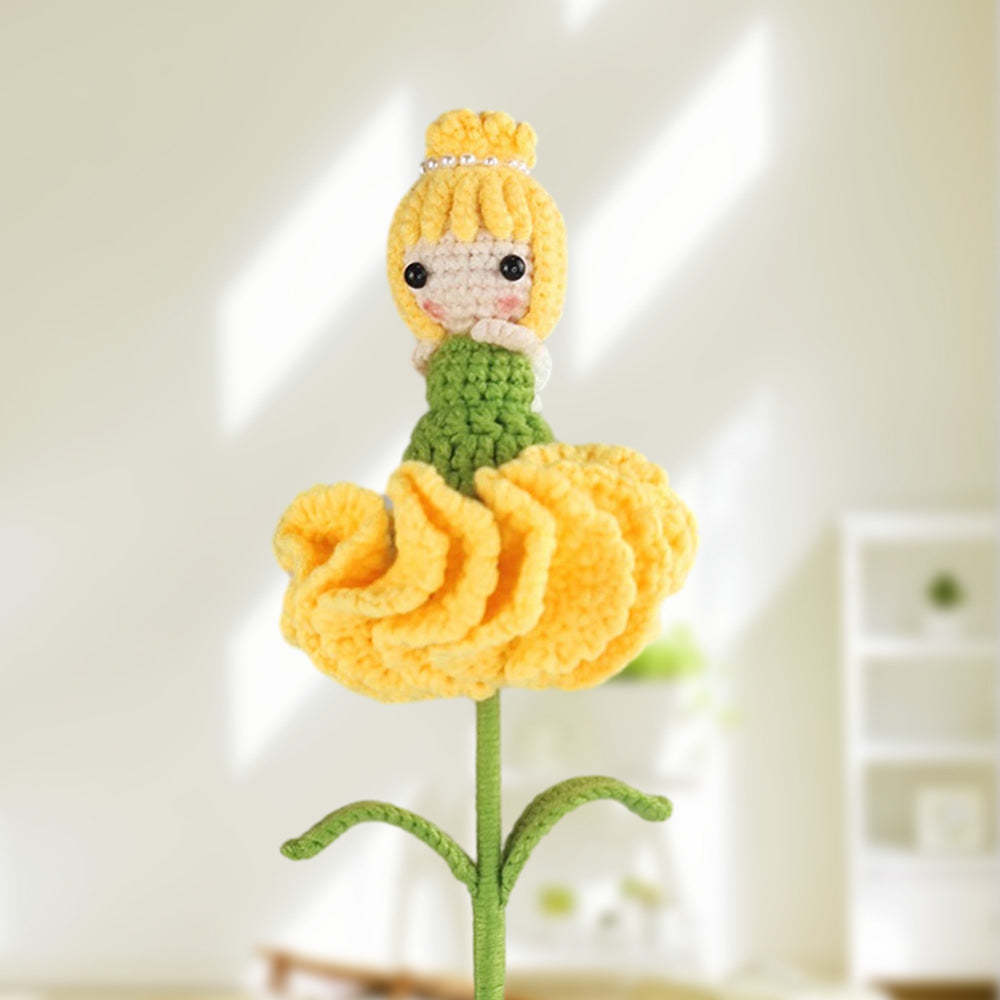 Carnation Fairy Crochet Doll Flower Handmade Knitted Flower Gift for Lover	 - FaceSocksUSA