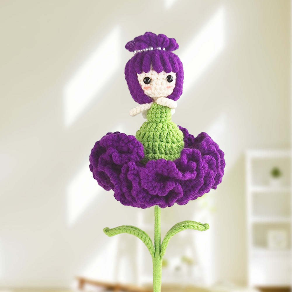 Carnation Fairy Crochet Doll Flower Handmade Knitted Flower Gift for Lover	 - FaceSocksUSA