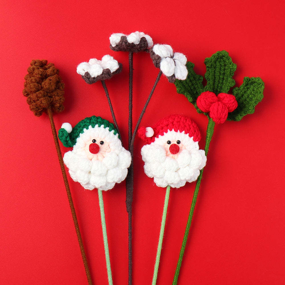 Christmas Crochet Flower Handmade Santa Claus Pine Nut Cotton Knitted Flower Christmas Day Gift	 - FaceSocksUSA