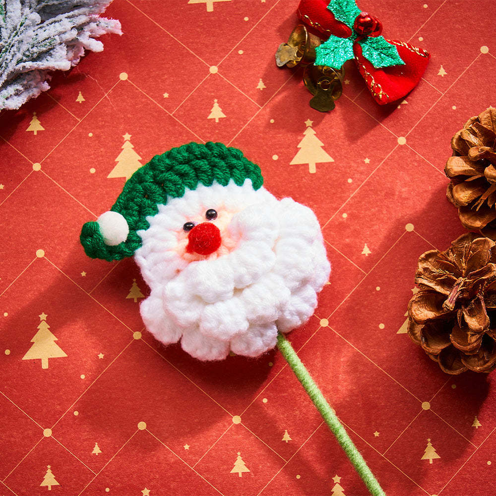Christmas Crochet Flower Handmade Santa Claus Pine Nut Cotton Knitted Flower Christmas Day Gift	 - FaceSocksUSA
