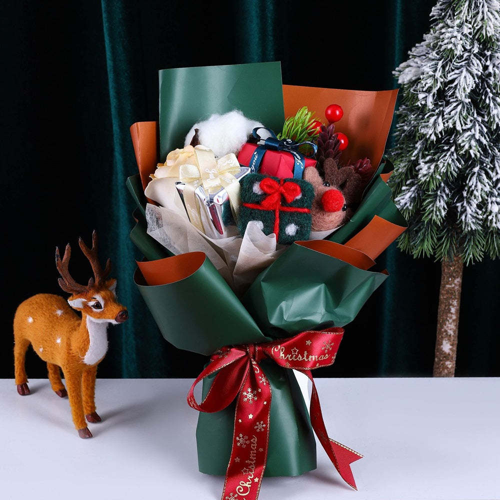 Christmas Plush Doll Bear Bouquet Romantic Toy Soap Flower Christmas Day Gift	 - FaceSocksUSA