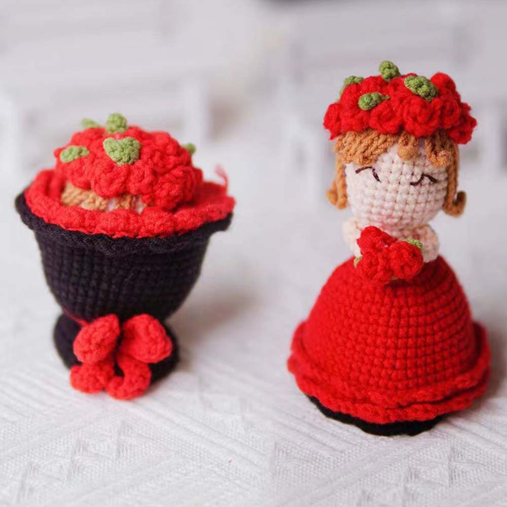 Crochet Doll Crossdressing Bride Flips Wedding Dress Bouquet	 - FaceSocksUSA