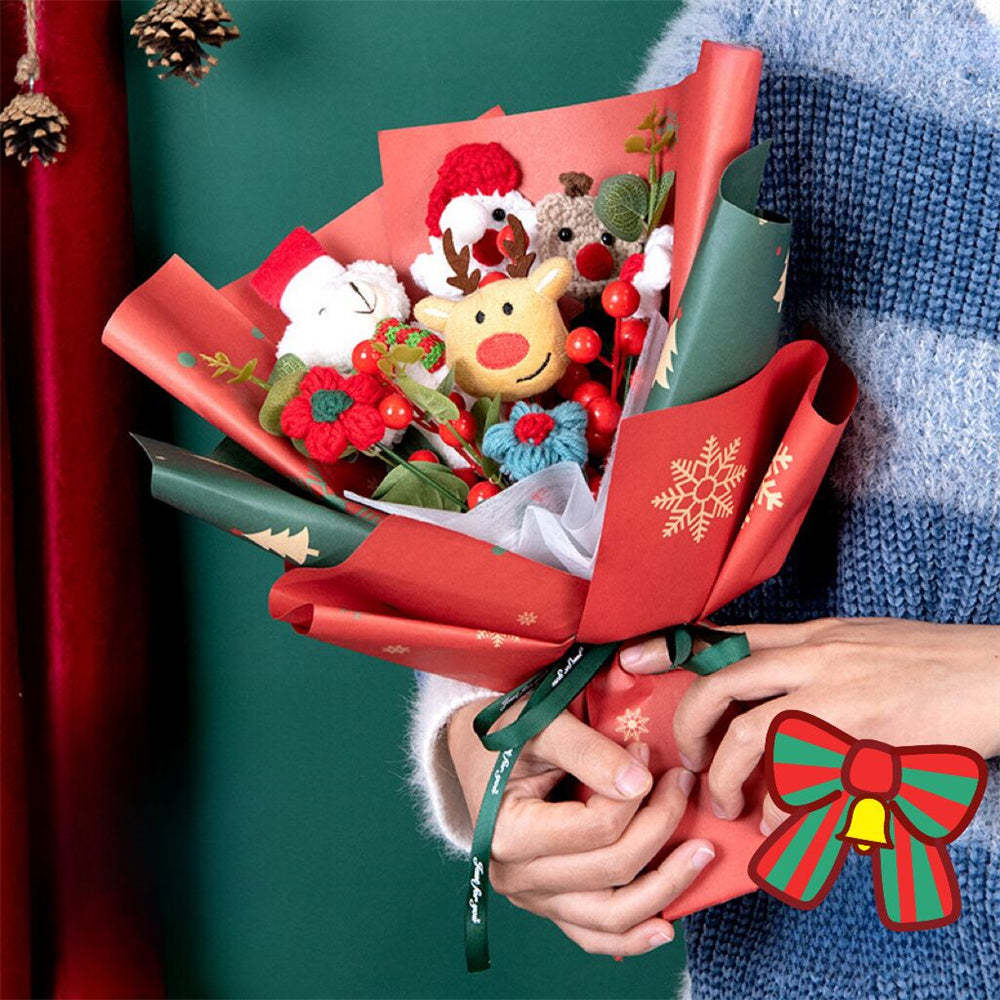 Christmas Crochet Flowers Bouquet Handmade Knitted Flower Gift for Her	 - FaceSocksUSA