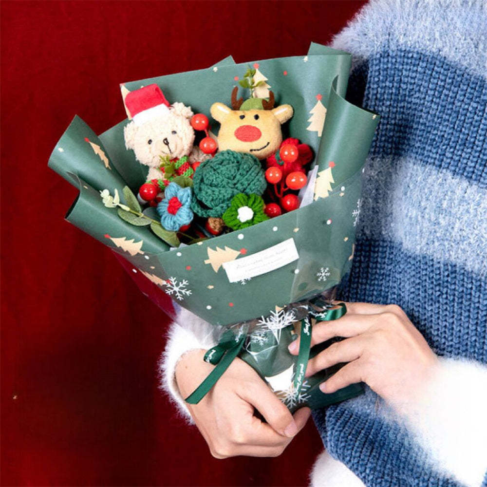 Christmas Crochet Flowers Bouquet Handmade Knitted Flower Gift for Her	 - FaceSocksUSA