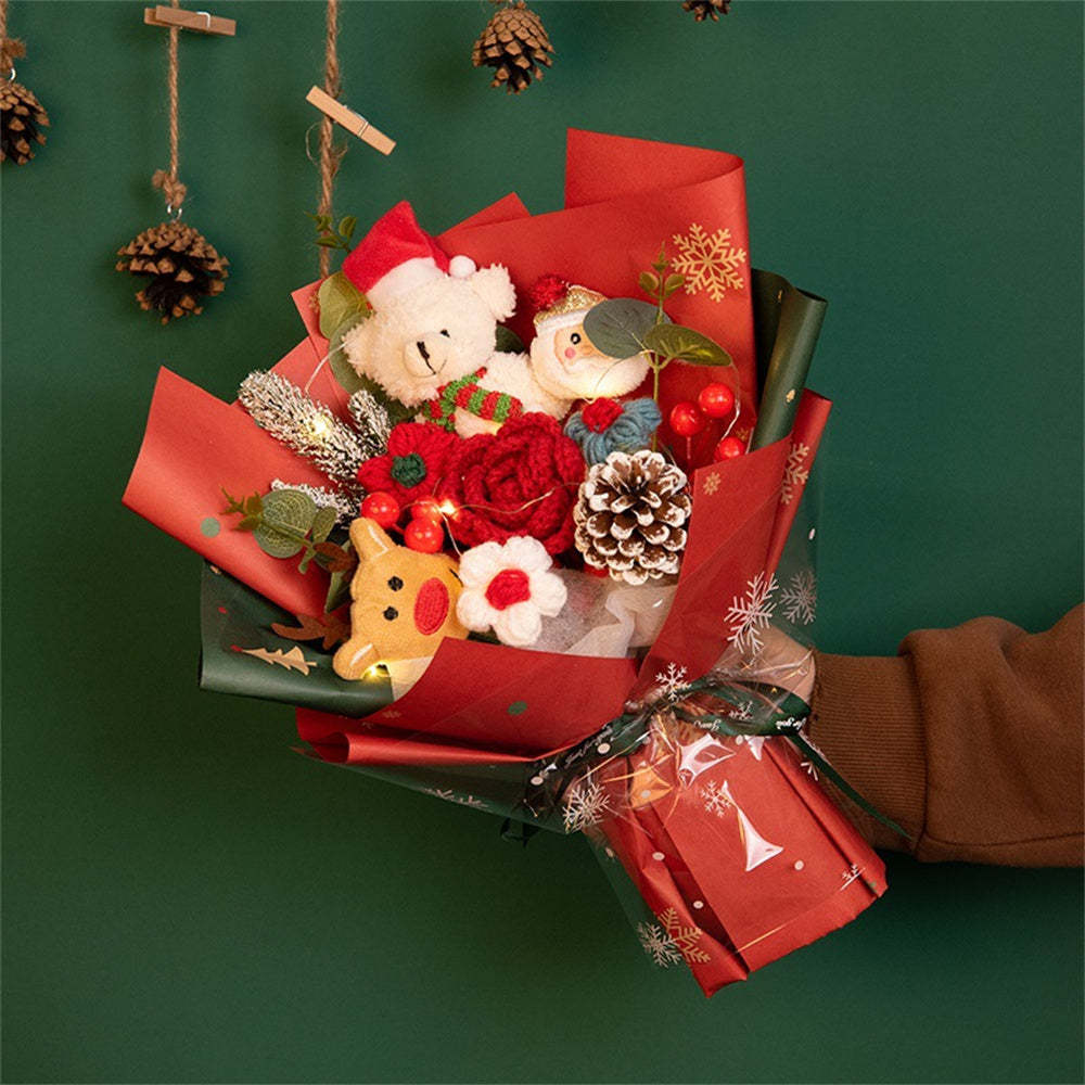 Christmas Crochet Flowers Bouquet Handmade Knitted Flower Gift for Her	 - FaceSocksUSA