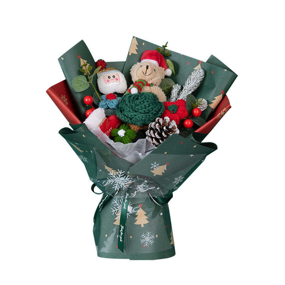 Christmas Crochet Flowers Bouquet Handmade Knitted Flower Gift for Her	 - FaceSocksUSA