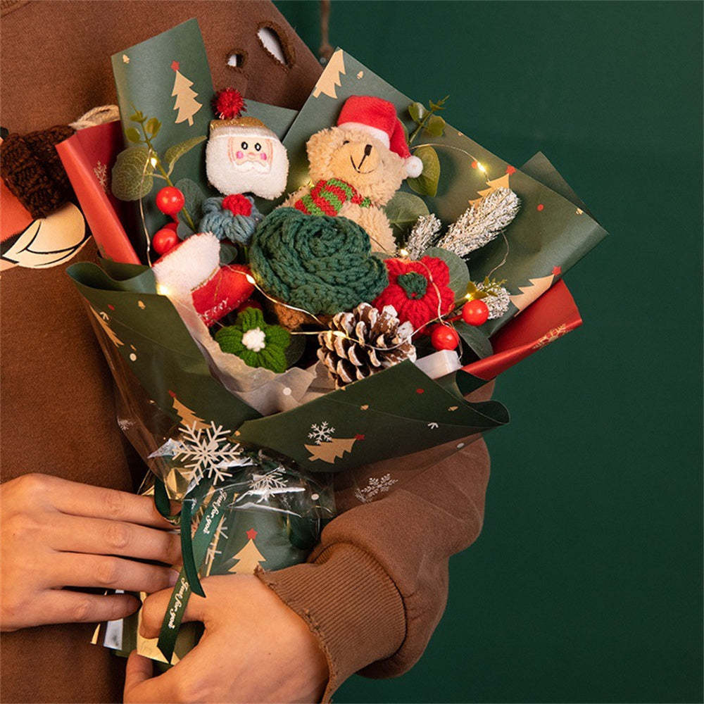 Christmas Crochet Flowers Bouquet Handmade Knitted Flower Gift for Her	 - FaceSocksUSA
