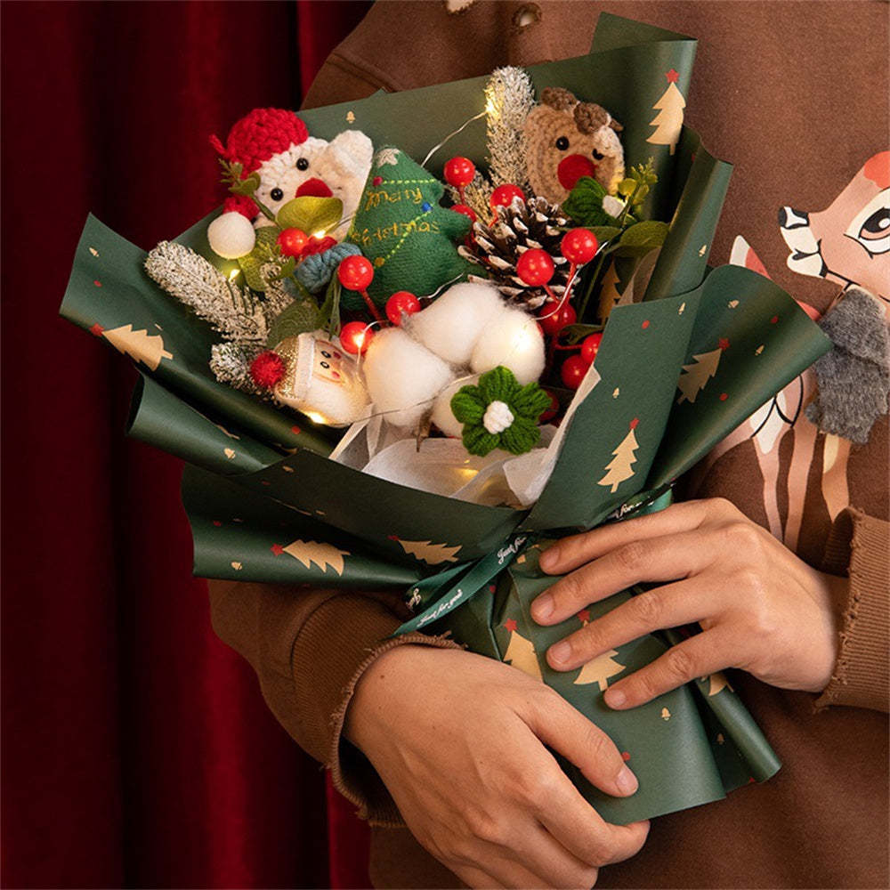 Christmas Crochet Flowers Bouquet Handmade Knitted Flower Gift for Her	 - FaceSocksUSA