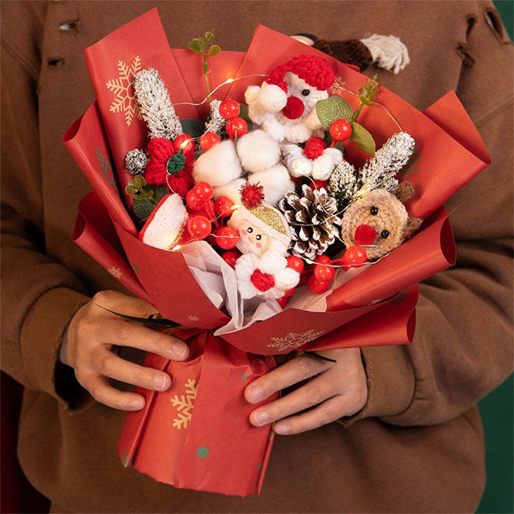 Christmas Crochet Flowers Bouquet Handmade Knitted Flower Gift for Her	 - FaceSocksUSA