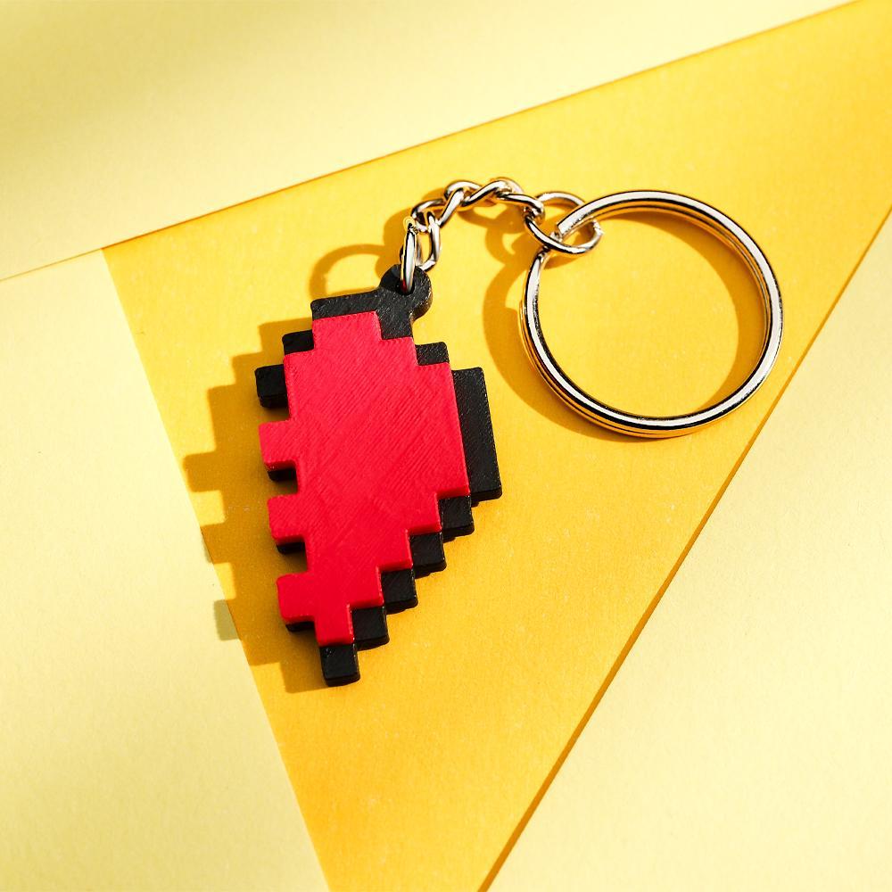Couple Heart Shape Keychain Black and Red Pixel Block Keychain Anniversary Gift	 - FaceSocksUSA