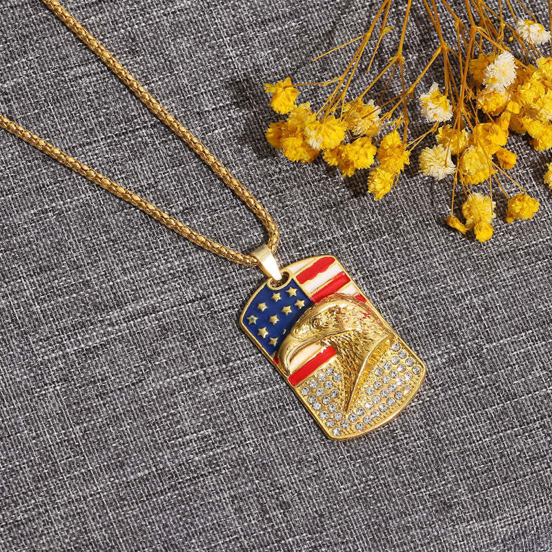 American Flag Eagle Hip Hop Pendant - FaceSocksUSA