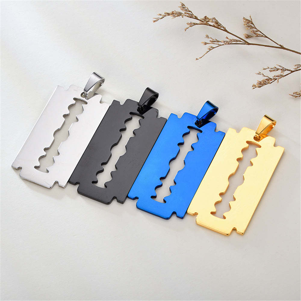 Stainless Steel Blade Necklace Men's Hip Hop Jewelry - FaceSocksUSA