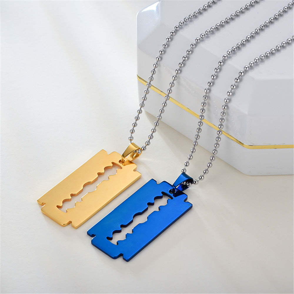 Stainless Steel Blade Necklace Men's Hip Hop Jewelry - FaceSocksUSA