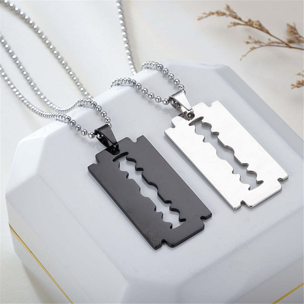 Stainless Steel Blade Necklace Men's Hip Hop Jewelry - FaceSocksUSA