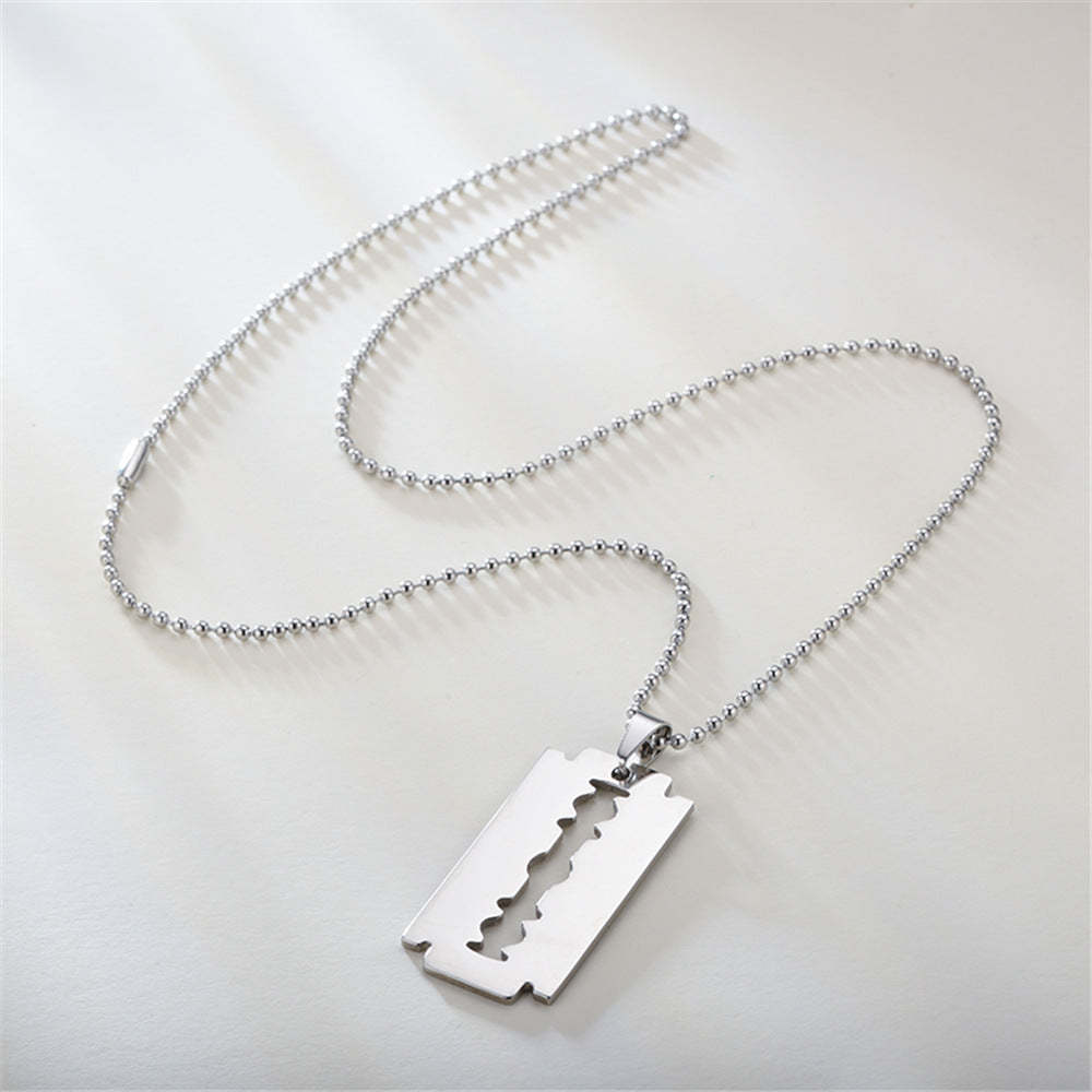 Stainless Steel Blade Necklace Men's Hip Hop Jewelry - FaceSocksUSA