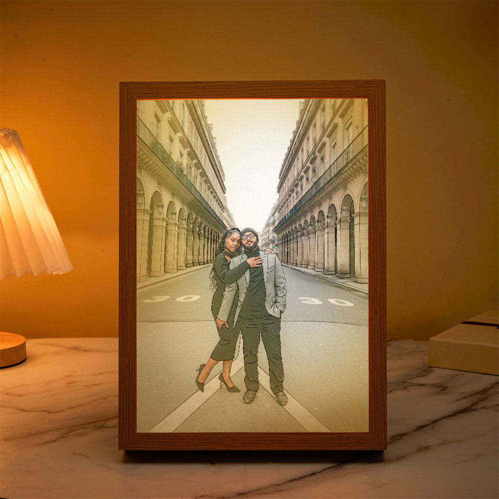 Custom Photo Lamp Personalized Line Art Light Valentine's Gifts for Her - FaceSocksUsa