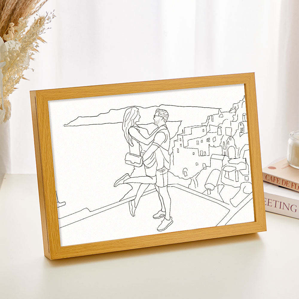 Custom Photo Lamp Personalized Line Art Light Valentine's Gifts for Her - FaceSocksUsa