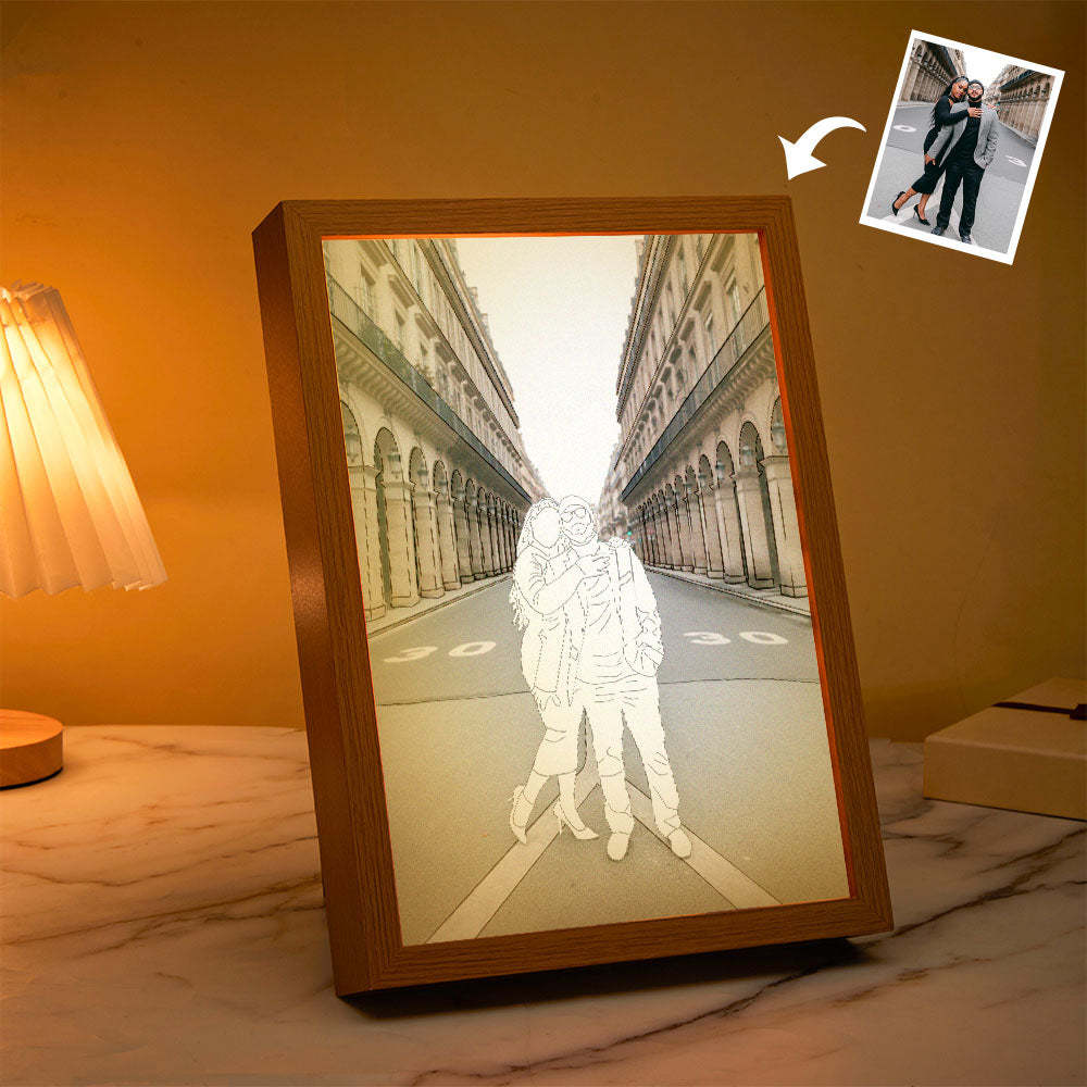 Personalized Lamp Custom Photo Line Art Light Valentine's Gifts for Her - FaceSocksUsa
