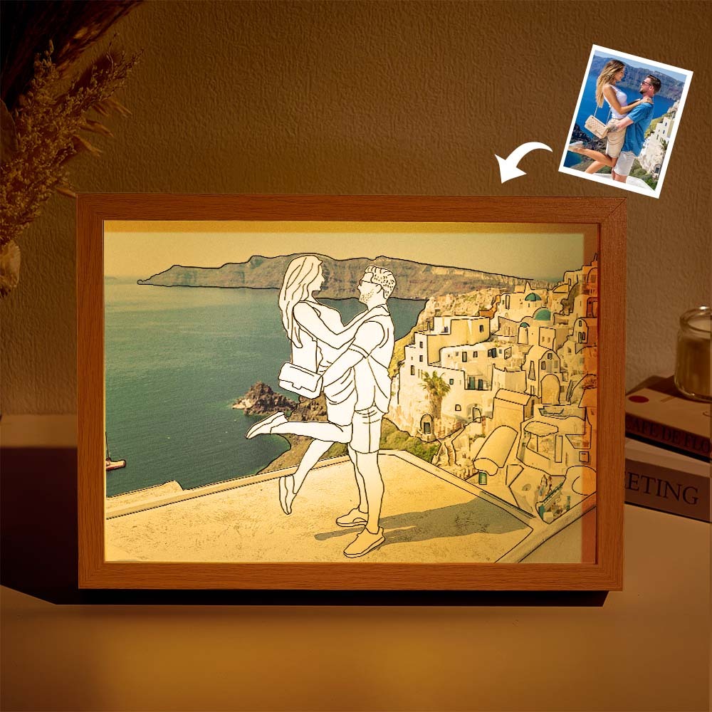 Personalized Lamp Custom Photo Line Art Light Valentine's Gifts for Her - FaceSocksUsa