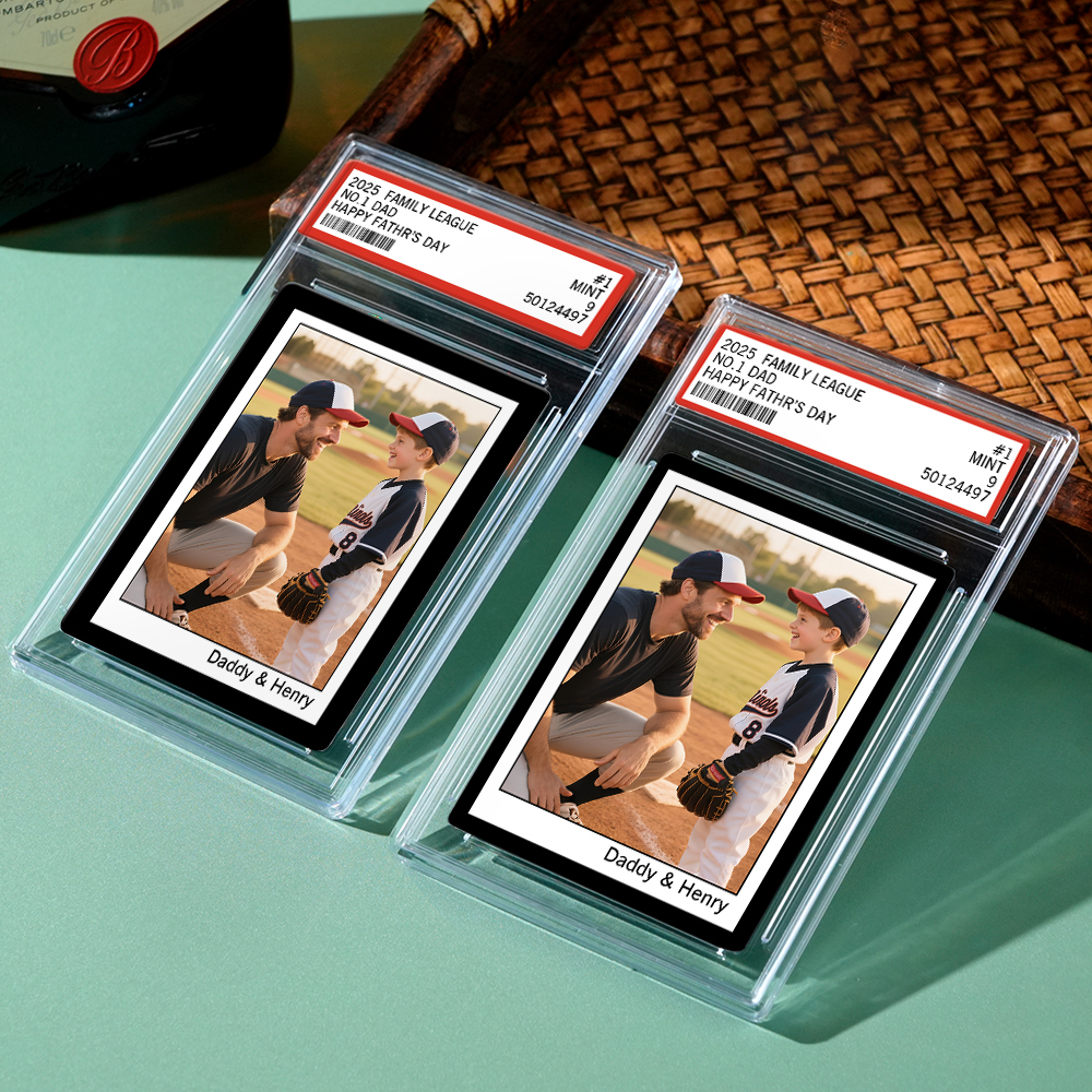 Custom Poke Card Portrait From Photo Personalized Family Card with Custom Text & Photo Special Gift for Dad Kids Couples or Friends - MyPhotoSocks