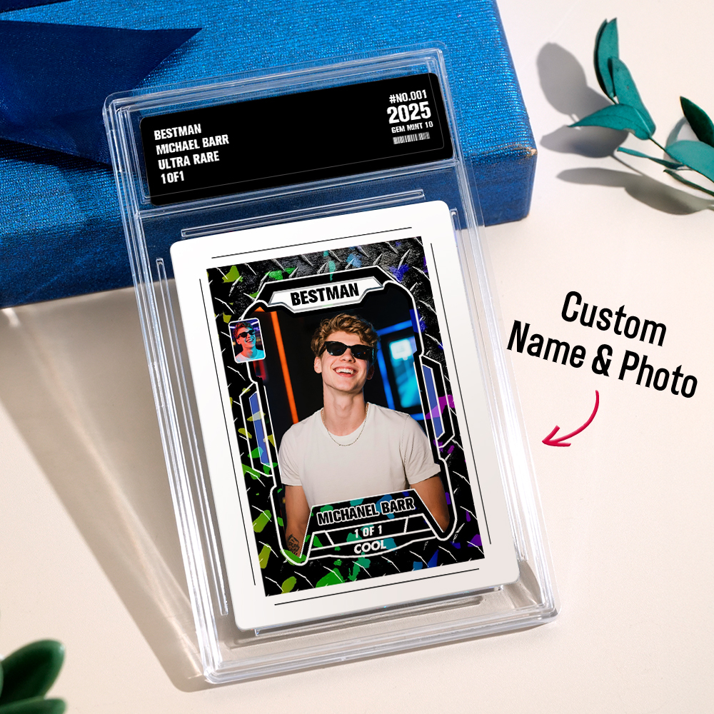 Custom Poke Card Portrait From Photo Personalized Family Card with Custom Text & Photo Special Gift for Dad Kids Couples or Friends - MyPhotoSocks