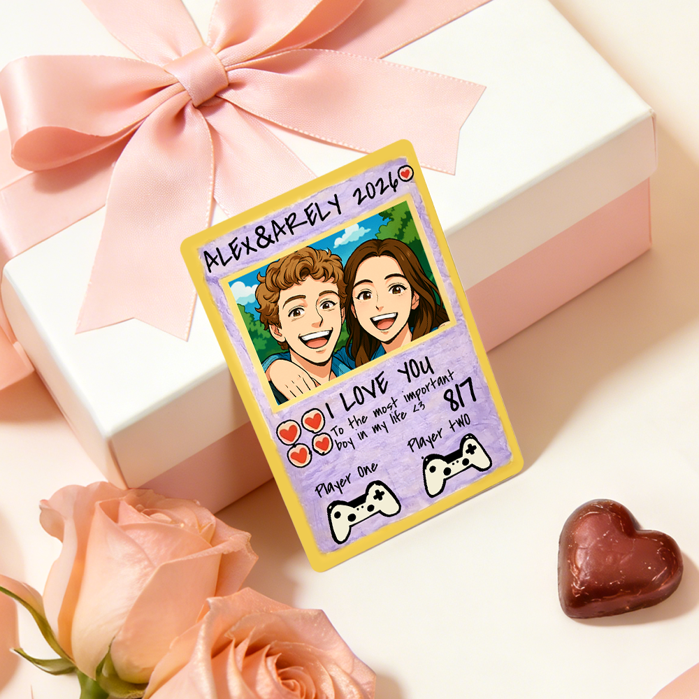 Personalized Valentine's Day Power Couple Lenticular Card Custom Anniversary Card Couple Photo Anime Style Valentine's Day Gift for Lover - FaceSocksUSA