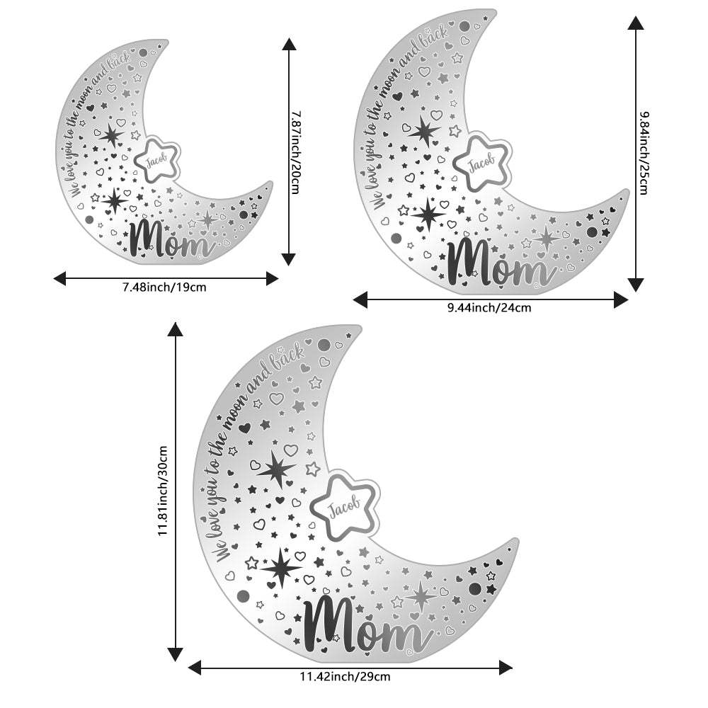 Personalized Name Moon Mirror Light Custom Family Member Name Mirror Light Gift for Mom - FaceSocksUSA