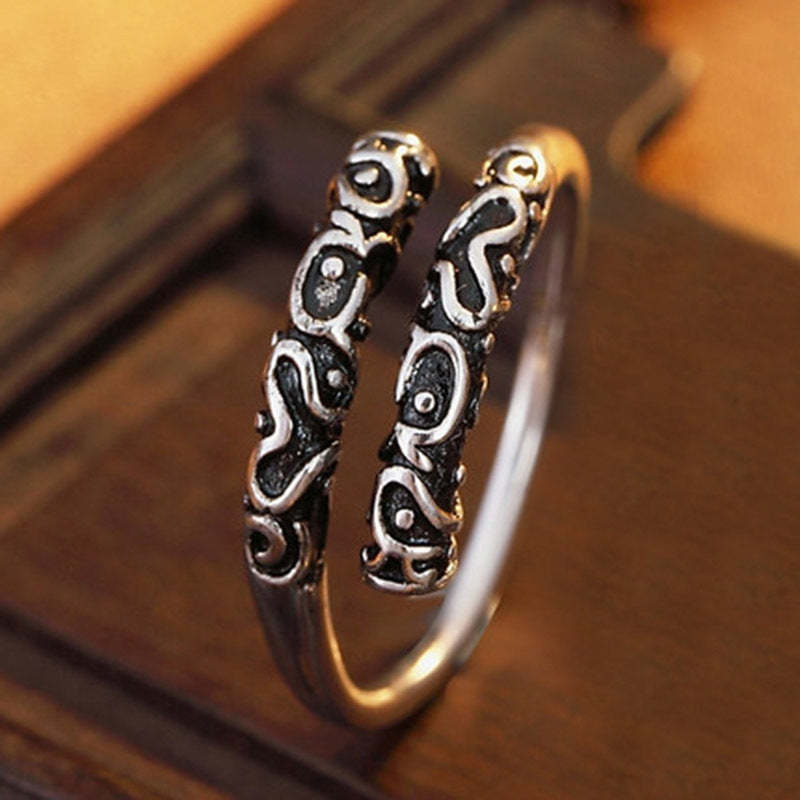 S925 Sterling Silver Band-tightening Spell Couple Ring Golden Cudgel Ring Vintage Ring	 - FaceSocksUSA