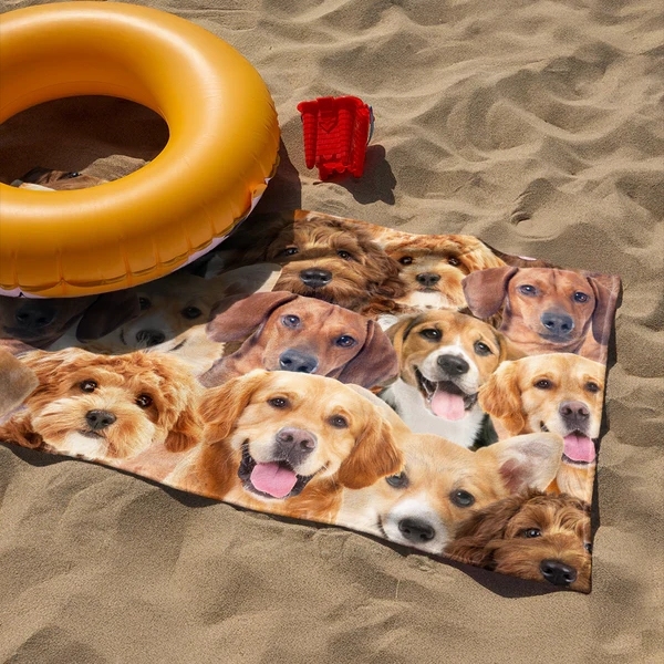 Custom Full Face Dog Cat Photo Beach Towel