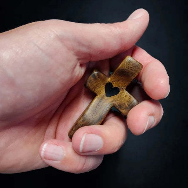 Wooden Cross My Heart Encouragement Gift Fingertip Stress Relief Toy 2pcs - FaceSocksUSA