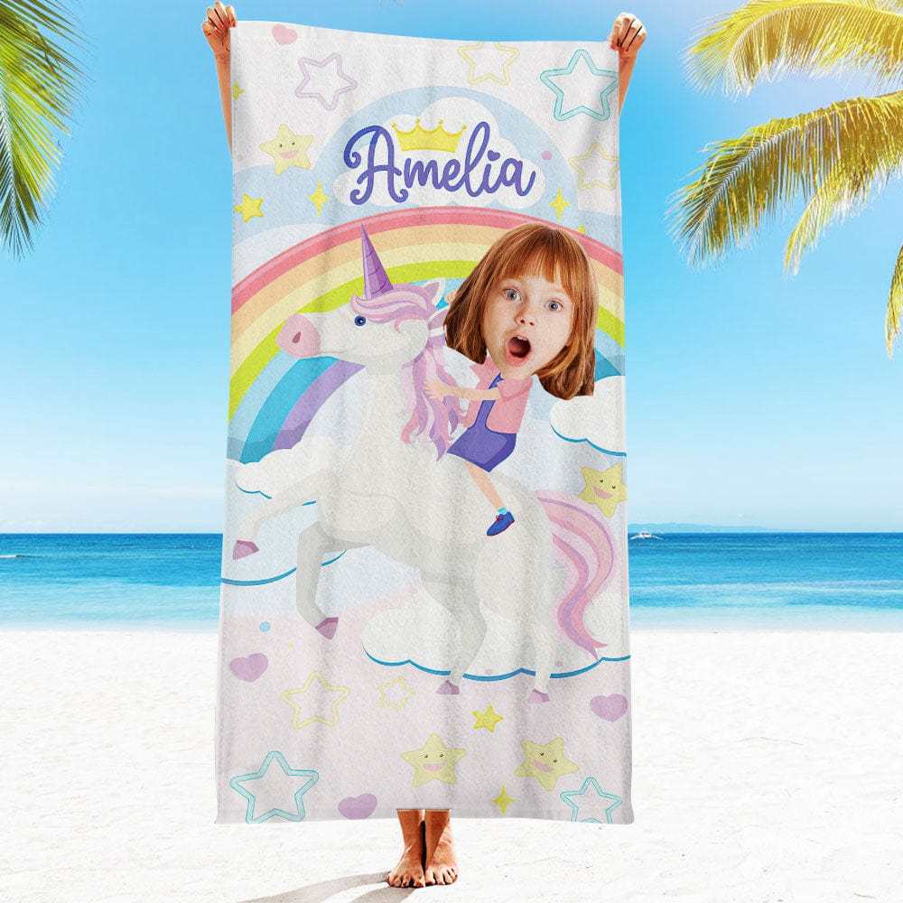 Custom Face Beach Towel Personalized Hawaii Style Beach Towel Funny Gift for Summer - GiftLab