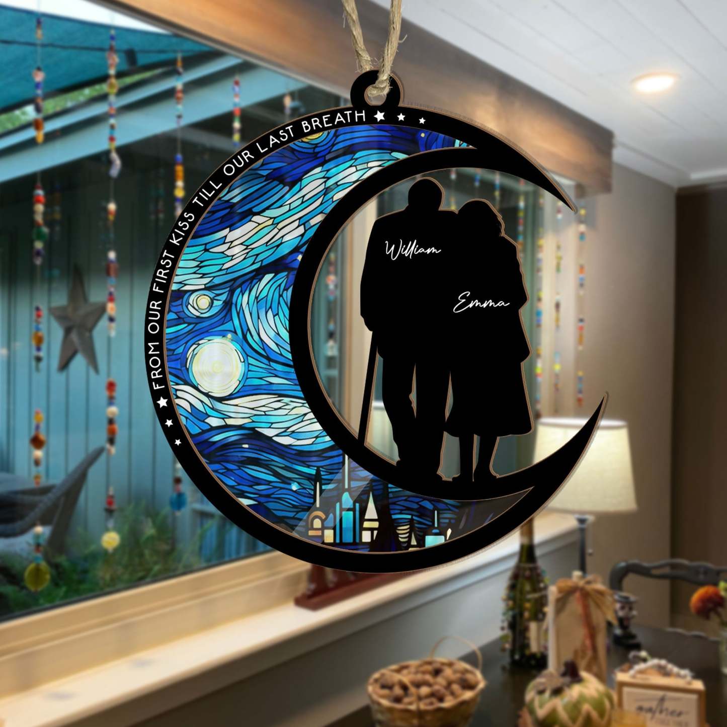 From Our First Kiss Till Our Last Breath - Personalized Suncatcher Ornament - FaceSocksUSA