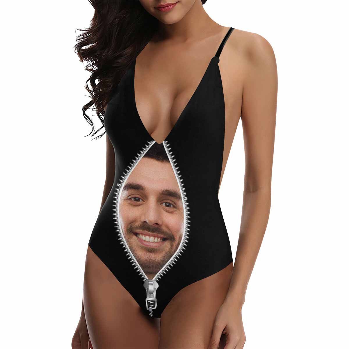 Custom Face Zipper Photo Women's One Piece Sexy Suit - FaceSocksUSA