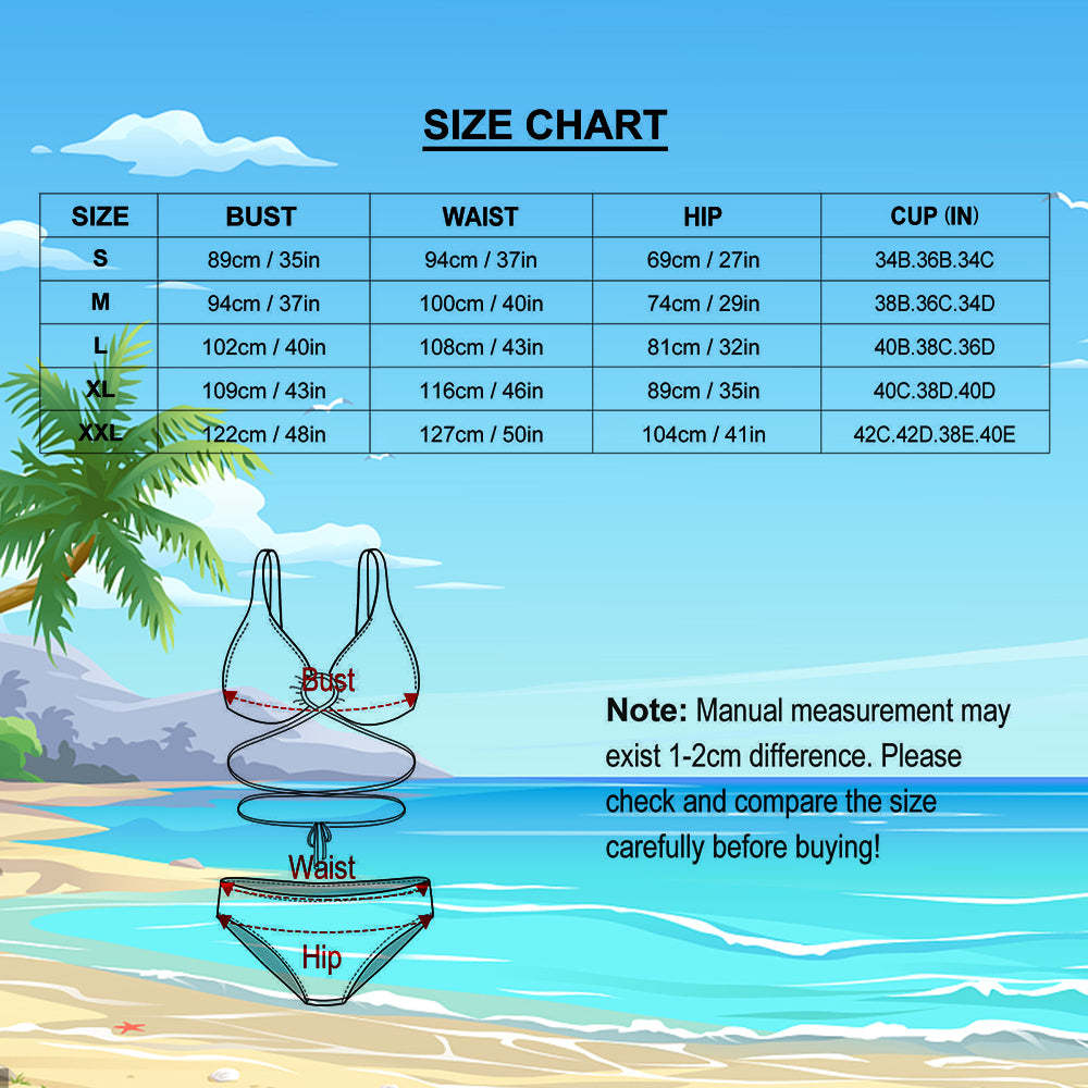 Custom Face Bikini Swimming Costume Women's Chest Strap Bathing Suit Personalized Photo Bikini Hawaiian Style Gift - Daisy - FaceSocksUSA
