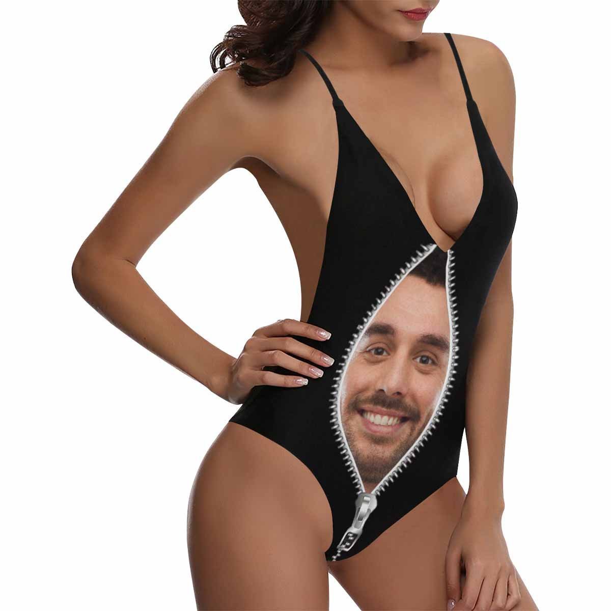 Custom Face Zipper Photo Women's One Piece Sexy Suit - FaceSocksUSA