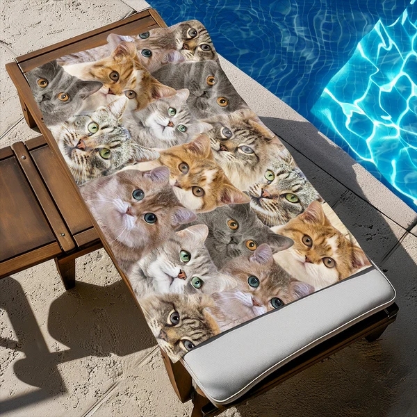 Custom Full Face Dog Cat Photo Beach Towel