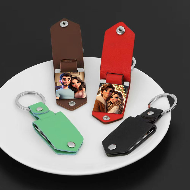 Custom Leather Cartoon Animation Picture Keychain