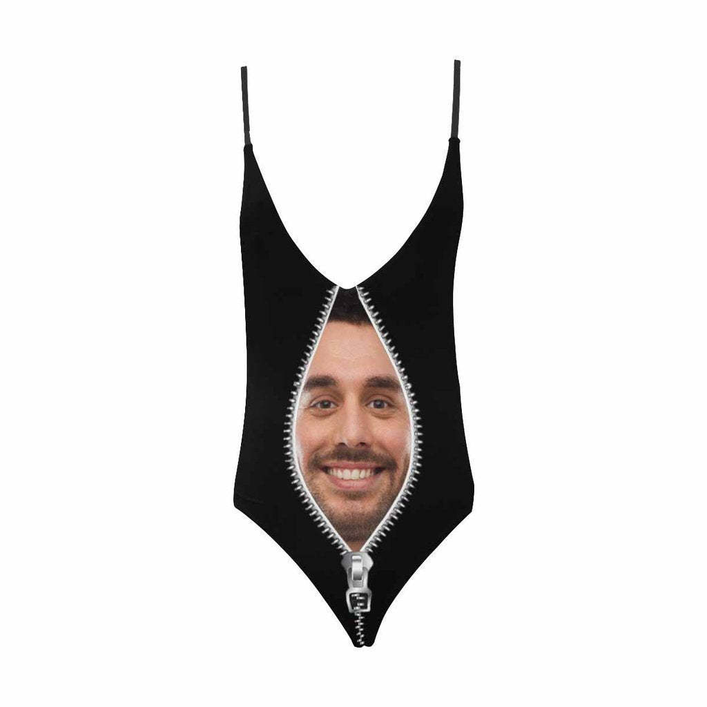 Custom Face Zipper Photo Women's One Piece Sexy Suit - FaceSocksUSA