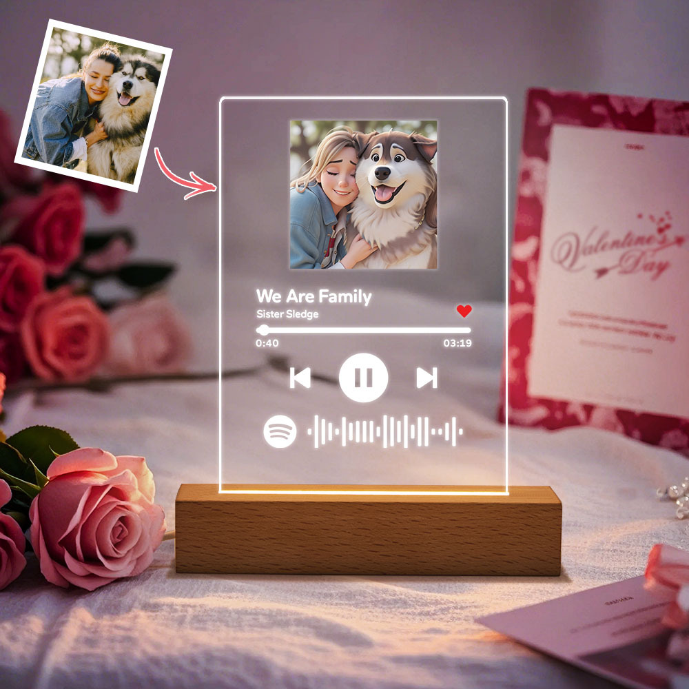 Custom Song Poster Scannable Spotify Code Acrylic Music Plaque Night Light Gifts For Christmas