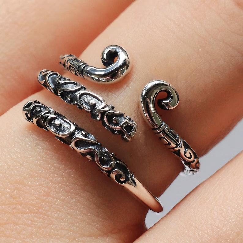 S925 Sterling Silver Band-tightening Spell Couple Ring Golden Cudgel Ring Vintage Ring	 - FaceSocksUSA