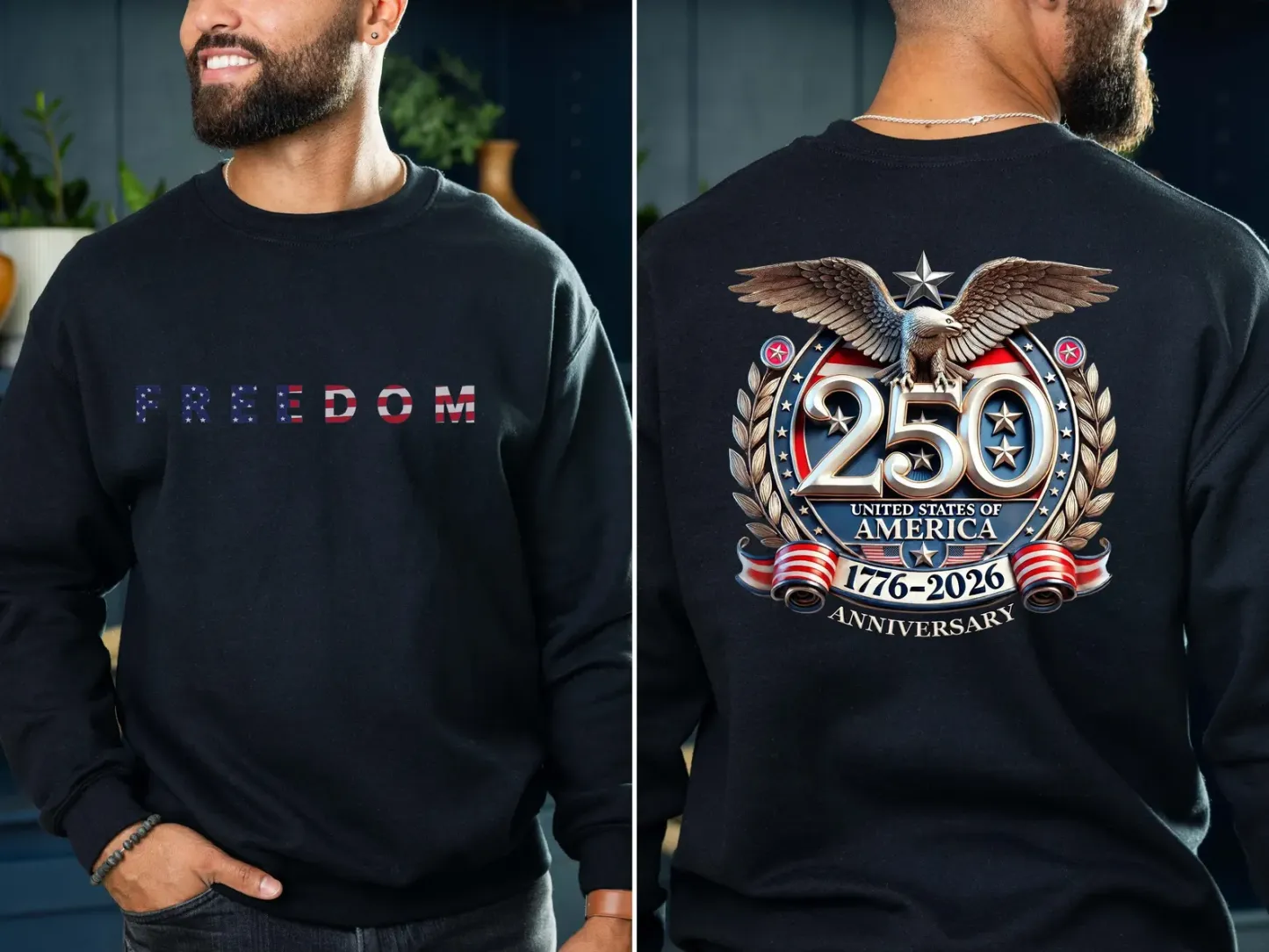 Freedom 250th Anniversary Shirt, Sweatshirt & Hoodie, USA 250 Years Independence Apparel, 1776–2026 America Anniversary, Patriotic Freedom