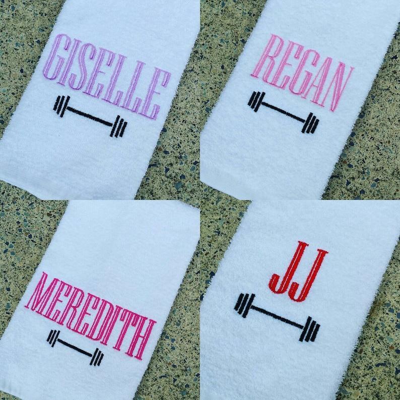 Personalized Barbell Sweat Towel, Monogrammed Gym Towel, Monogrammed Hand Towel Gifts, Sports Towel