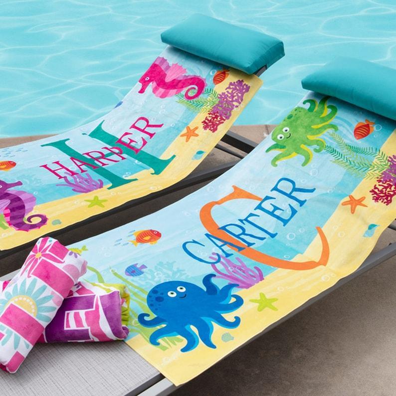 Personalized Kids Beach Towel Fun Beach Designs Gift For Girls Or Boys