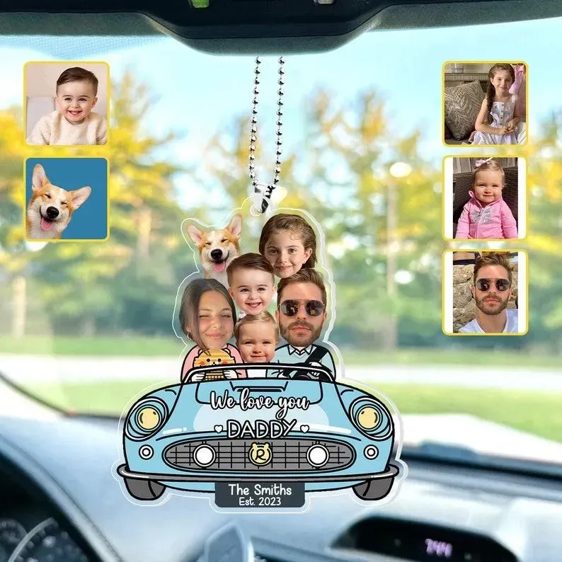 Custom Photo Drive Safe Daddy Ornament for Car, Personalized Birthday Gift Idea for Daddy, Customized Funny Baby Picture Acrylic Hanger