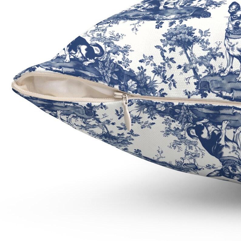 Chihuahua Toile De Jouy Pillow Navy Blue and Cream French Toile Dog Pillow Throw Cushion Gift for Chihuahua Mom, INCLUDES INSERT, Farmhouse Decor