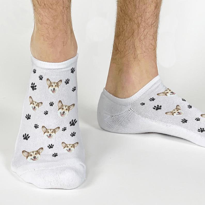 Fun Cartoon Pet Photo Socks,Paw Print Socks with Your Dog or Cat's Face,Personalized Pet Socks for Great Gift Giving,Awesome Pet Lover Gift	 - FaceSocksUSA