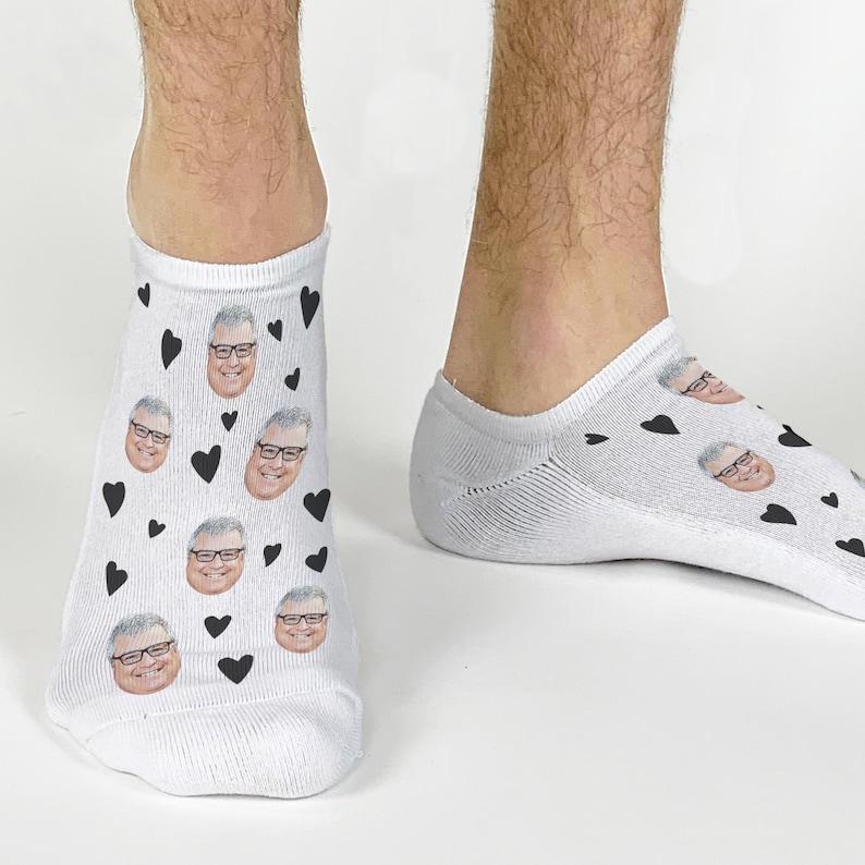 Custom Face Photo Socks,Heart Print Socks with Your Face on Socks,Customized Socks with Pet or People Photo,Fun Photo Gift for Mom or Dad	 - FaceSocksUSA