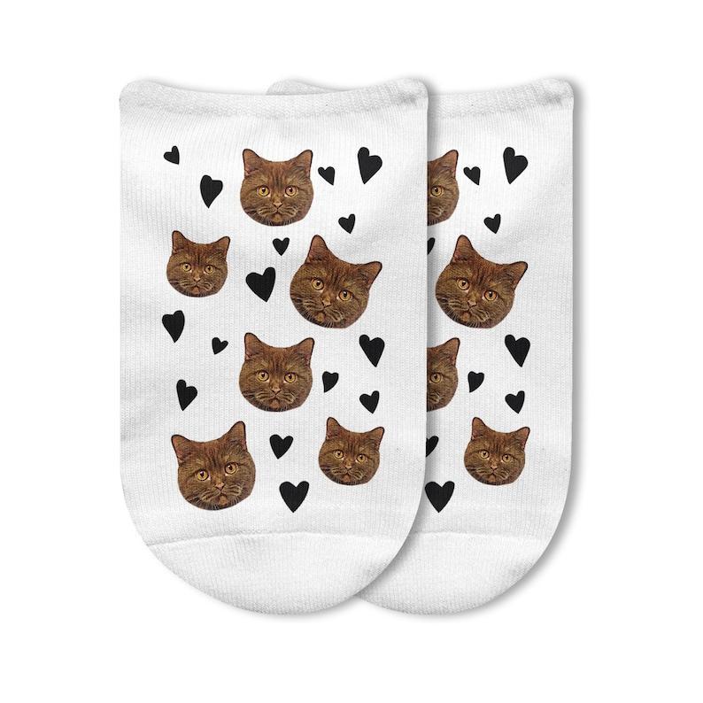 Custom Face Photo Socks,Heart Print Socks with Your Face on Socks,Customized Socks with Pet or People Photo,Fun Photo Gift for Mom or Dad	 - FaceSocksUSA